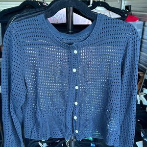 Blue Cropped Cardigan